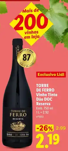 Lidl Torre de Ferro Vinho Tinto Reserva promoção