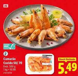 Lidl Camarão Cozido 50/70 promoção
