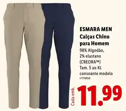 Lidl esmara men calças chino para homem promoção
