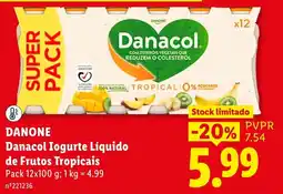 Lidl Danacol iogurte líquido de frutos tropicais promoção