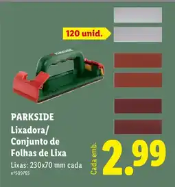 Lidl Parkside lixadora conjunto de folhas de lixa promoção