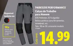 Lidl parkside performance calças de trabalho para homem promoção