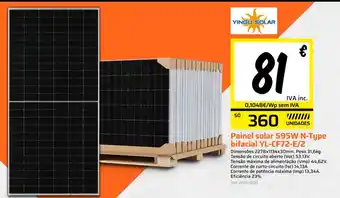 Painel solar 595W N-Type bifacial YL-CF72-E/2