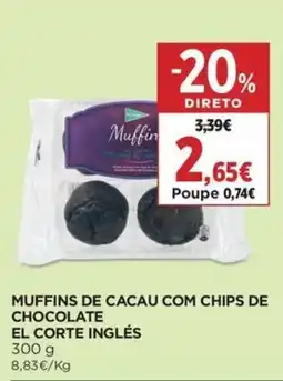 El Corte Inglés Muffins de cacau com chips de chocolate promoção