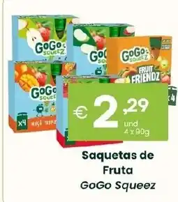 Roque Supermercados Saquetas de Fruta GoGo Squeez promoção
