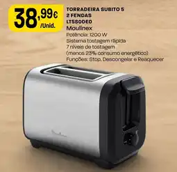 Intermarché torradeira subito 5 2 fendas moulinex promoção