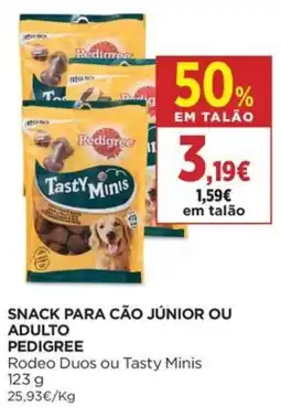 El Corte Inglés Snack para cão júnior ou adulto pedigree rodeo duos ou tasty minis promoção