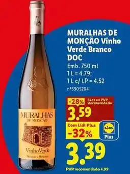 Lidl Muralhas de monção - vinho verde branco doc promoção