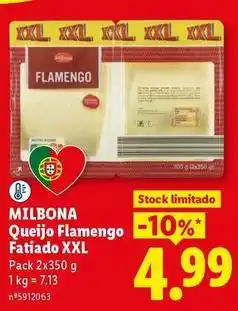 Lidl Milbona - queijo flamengo fatiado xxl promoção