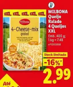 Lidl Milbona - queijo ralado 4 queijos promoção