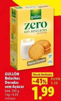 Lidl Guillón - bolachas doradas sem açúcar promoção