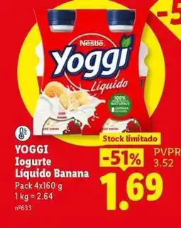 Lidl Nestle - yoggi iogurte liquido banana promoção