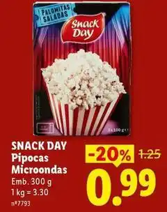 Lidl Snack day - snack day pipocas microondas promoção