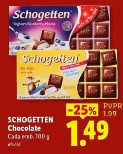 Lidl Schogetten - chocolate promoção