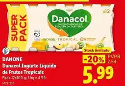 Lidl Danone - danacol iogurte liquido de frutos tropicais promoção