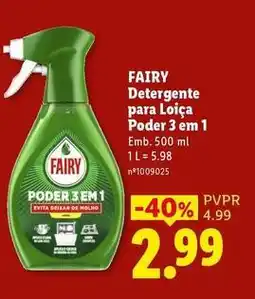 Lidl Fairy - detergente para loiça poder 3 em 1 promoção