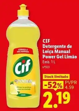 Lidl Cif - detergente de loiça manual power gel limão promoção