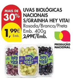 Pingo Doce Bio - uvas biologicas nacionals s/grainha promoção