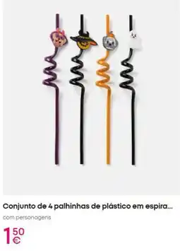 Pepco com - conjunto de 4 palhinhas de plástico em espira promoção