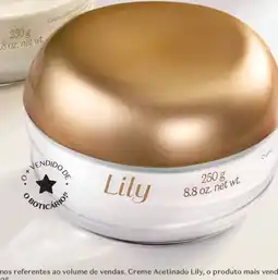 O Boticário Lily creme acetinado hidratante corporal promoção