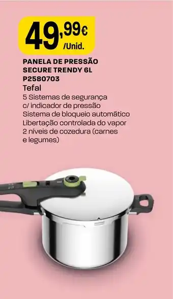 Panela de pressão secure trendy p2580703 tefal