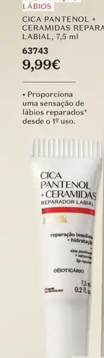 O Boticário Cica pantenol + ceramidas reparador labial promoção