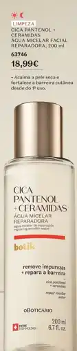 O Boticário Cica pantenol + ceramidas água micelar facial reparadora promoção