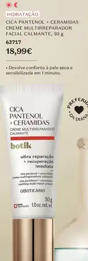O Boticário Cica pantenol + ceramidas creme multirreparador facial calmante promoção