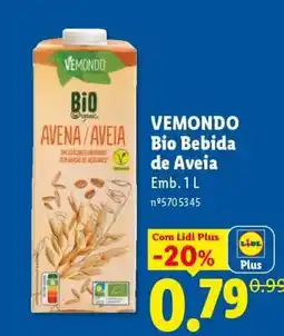 Lidl Vemondo Bio Bebida de Aveia promoção