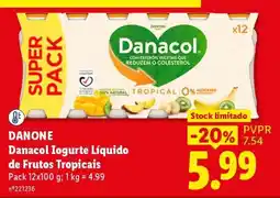 Lidl Danacol Iogurte Líquido de Frutos Tropicais promoção