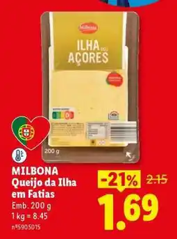 Lidl MILBONA Queijo da Ilha em Fatias promoção