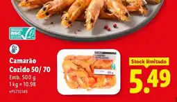 Lidl Camarão Cozido 50/70 promoção