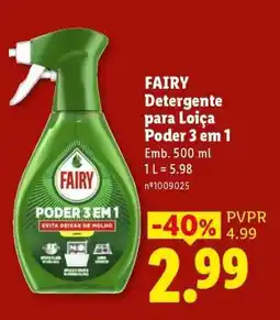 Lidl FAIRY Detergente para Loiça Poder 3 em 1 promoção
