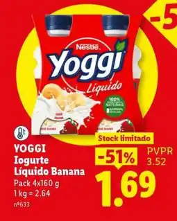 Lidl YOGGI Iogurte Líquido Banana promoção