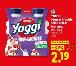 Lidl YOGGI Iogurte Líquido sem Lactose Morango promoção