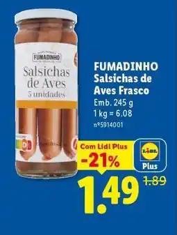 Lidl FUMADINHO Salsichas de Aves Frasco promoção