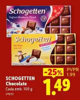 Lidl SCHOGETTEN Chocolate promoção