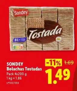 Lidl Sondey Bolachas Tostadas promoção