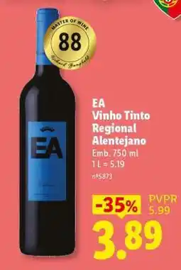 Lidl EA Vinho Tinto Regional Alentejano promoção