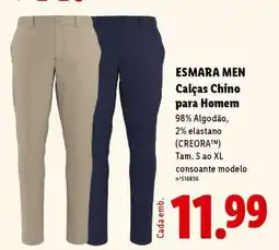 Lidl ESMARA MEN Calças Chino para Homem promoção