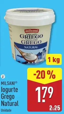 ALDI Milsani logurte Grego Natural promoção