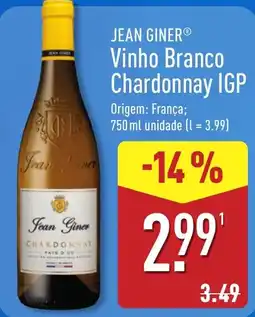 ALDI Jean Giner Vinho Branco Chardonnay IGP promoção