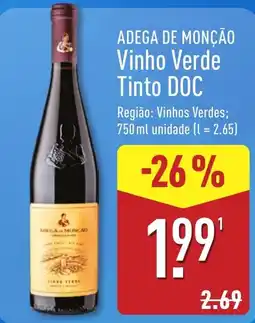 ALDI Adega de Monção Vinho Verde Tinto DOC promoção