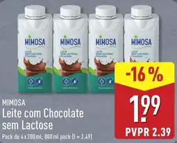 ALDI Mimosa leite com chocolate sem lactose promoção