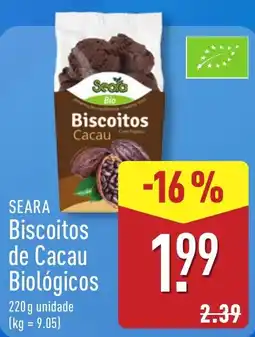 ALDI seara biscuitos de cacau biológicos promoção
