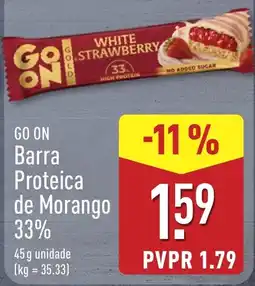 ALDI Go on barra proteica de morango 33% promoção