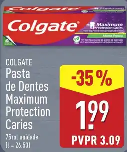 ALDI Colgate pasta de dentes maximum protection caries promoção