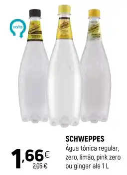 Coviran schweppes água tônica regular, zero, limão, pink zero ou ginger ale promoção