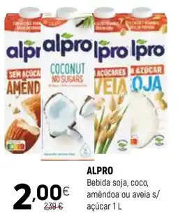 Coviran Alpro bebida soja, coco, amêndoa ou aveia s/ açúcar promoção