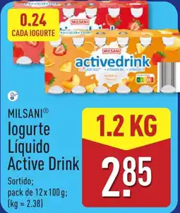ALDI Milsani logurte líquido active drink promoção
